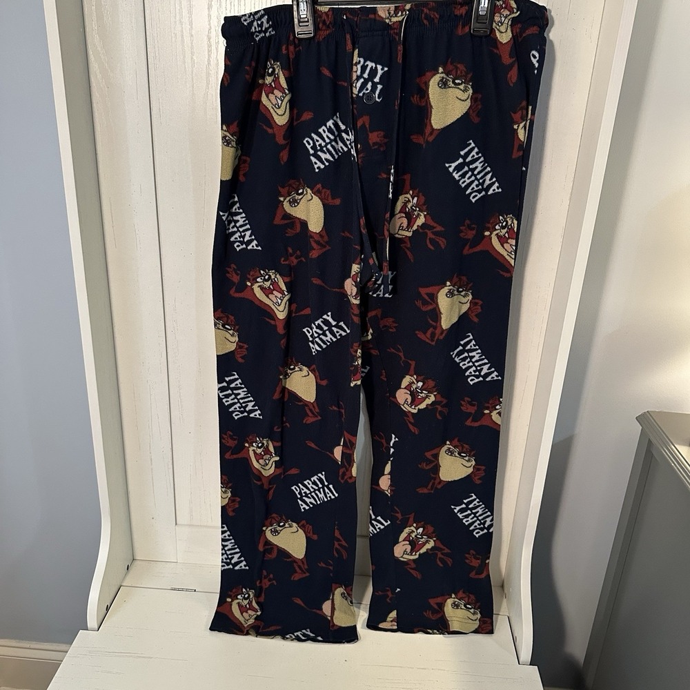 Classic Looney Tunes Collection Taz Party Animal Adult Size Small Pajama Pants - Picture 2 of 4